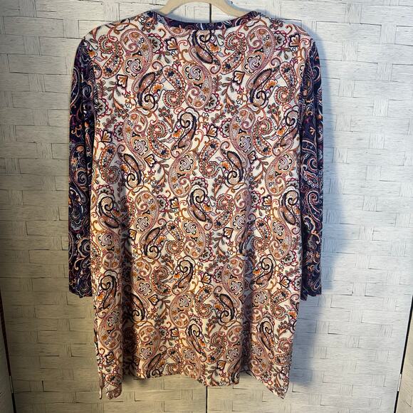 Lands’End womens long sleeve T Paisley colorful Pima cotton feminine cozycore ￼ - Picture 2 of 10